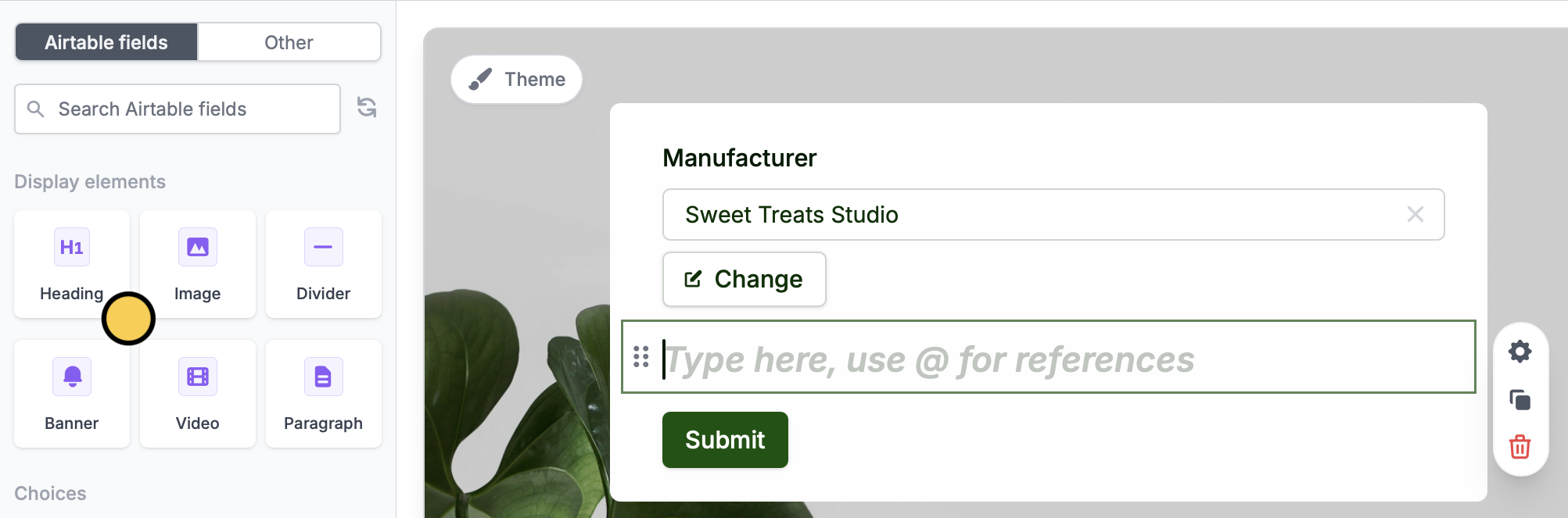 Screenshot of the Fillout form creation page