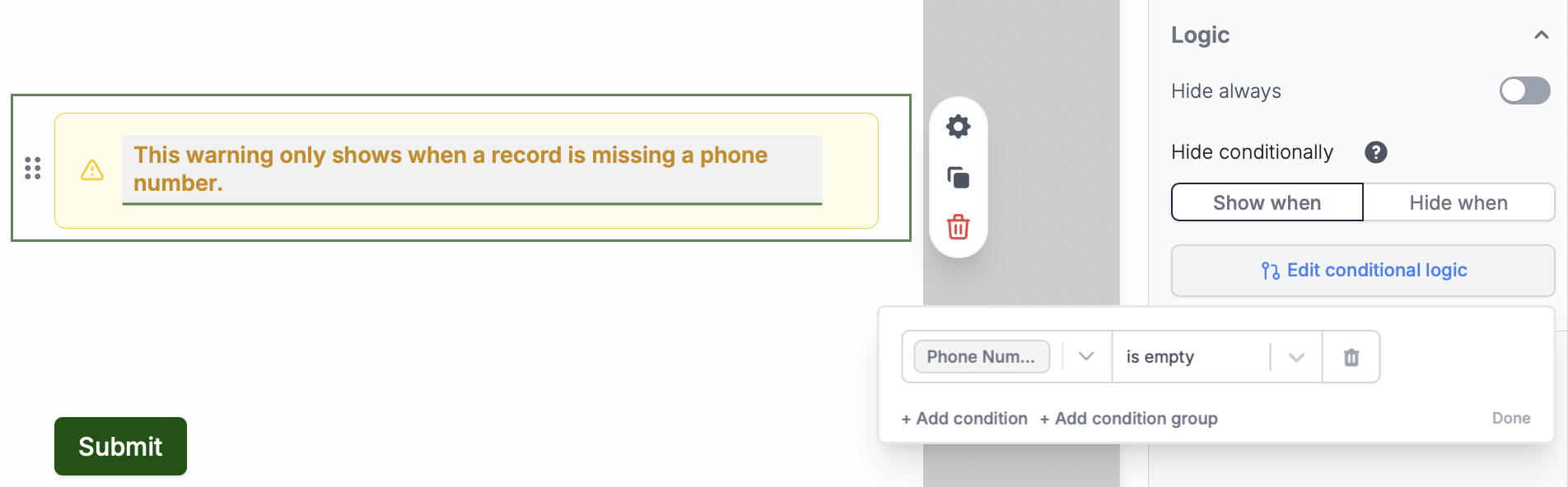 Screenshot of the Fillout form creation page