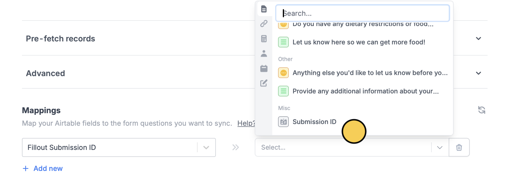 Screenshot of the Fillout form creation page