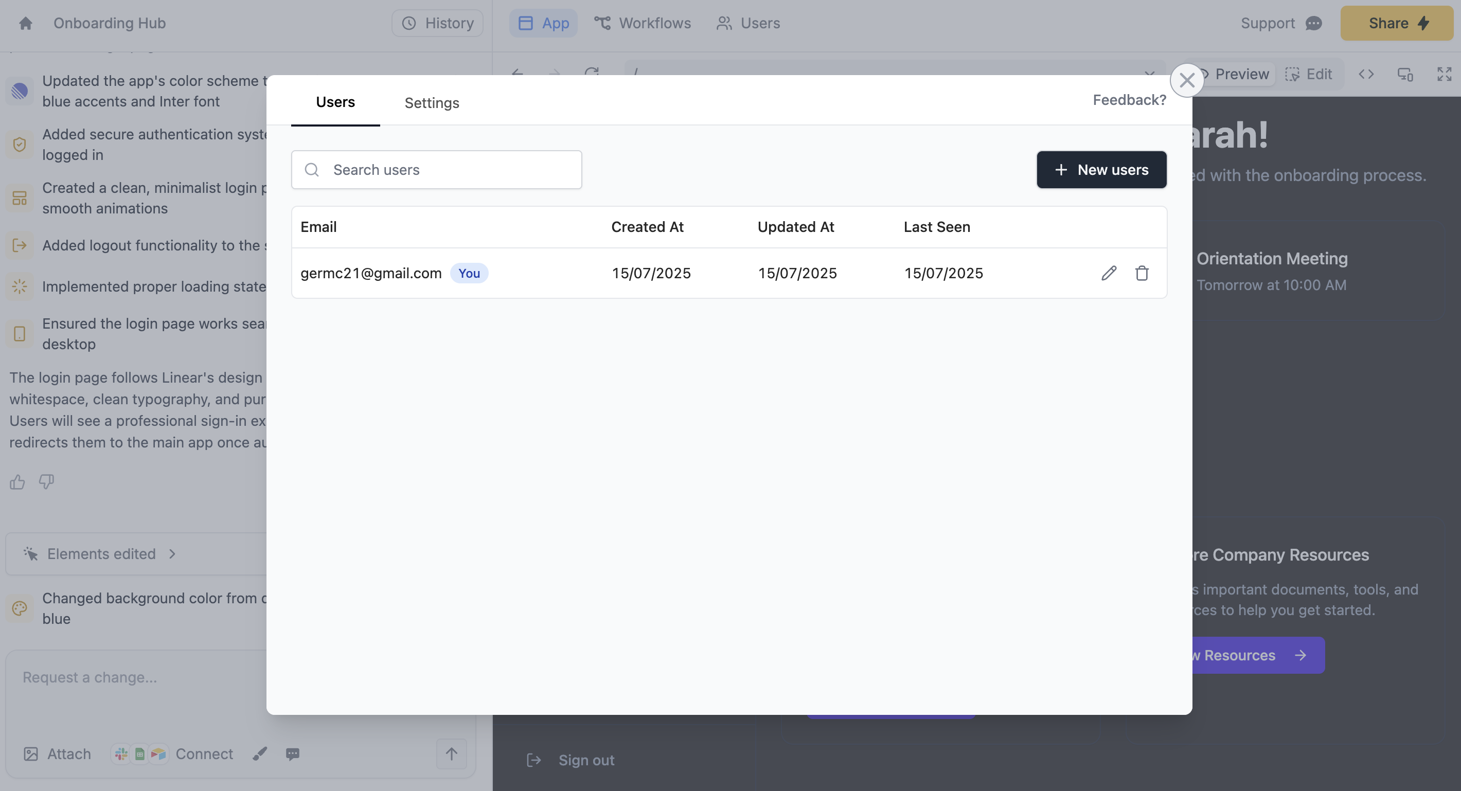 Zite user management tab