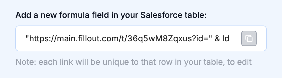 Screenshot of the Integrate tab of a form