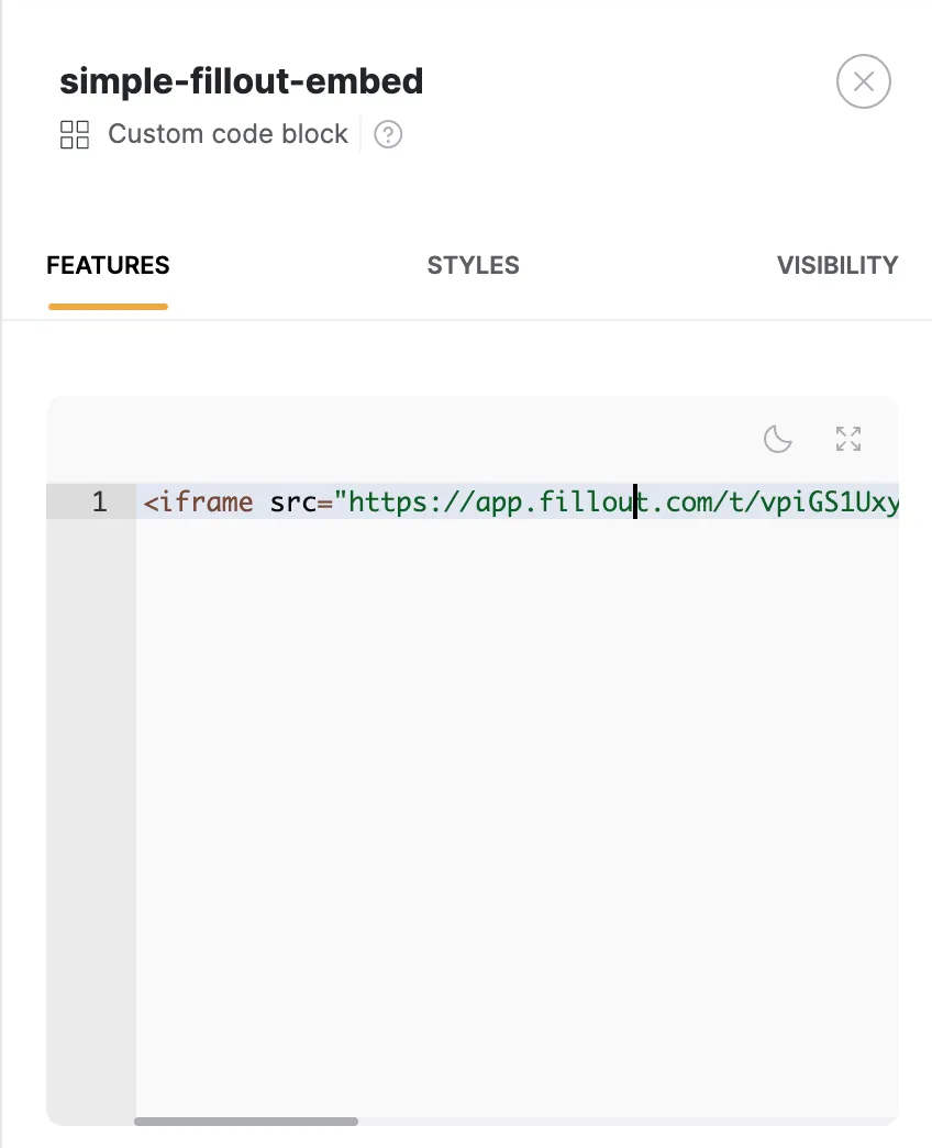 Paste the embed snippet into the Softr code block
