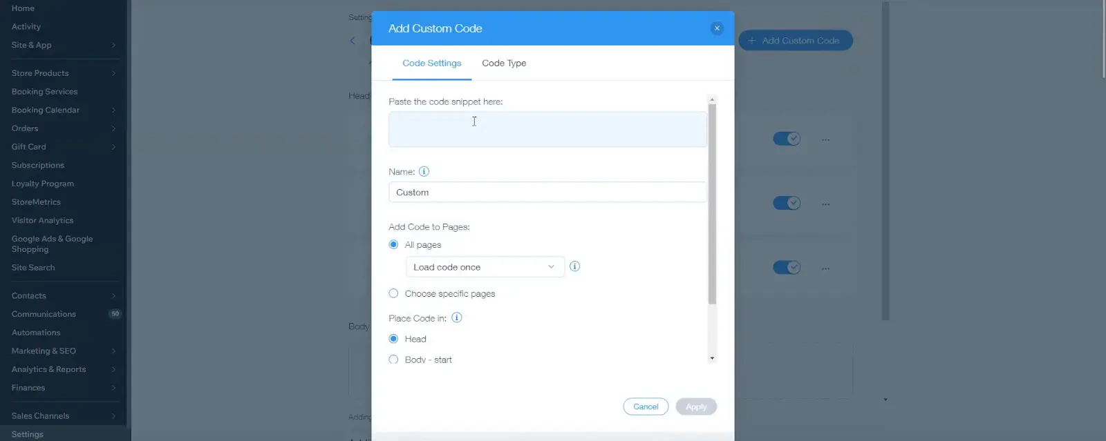 Screenshot of the Share tab of a form