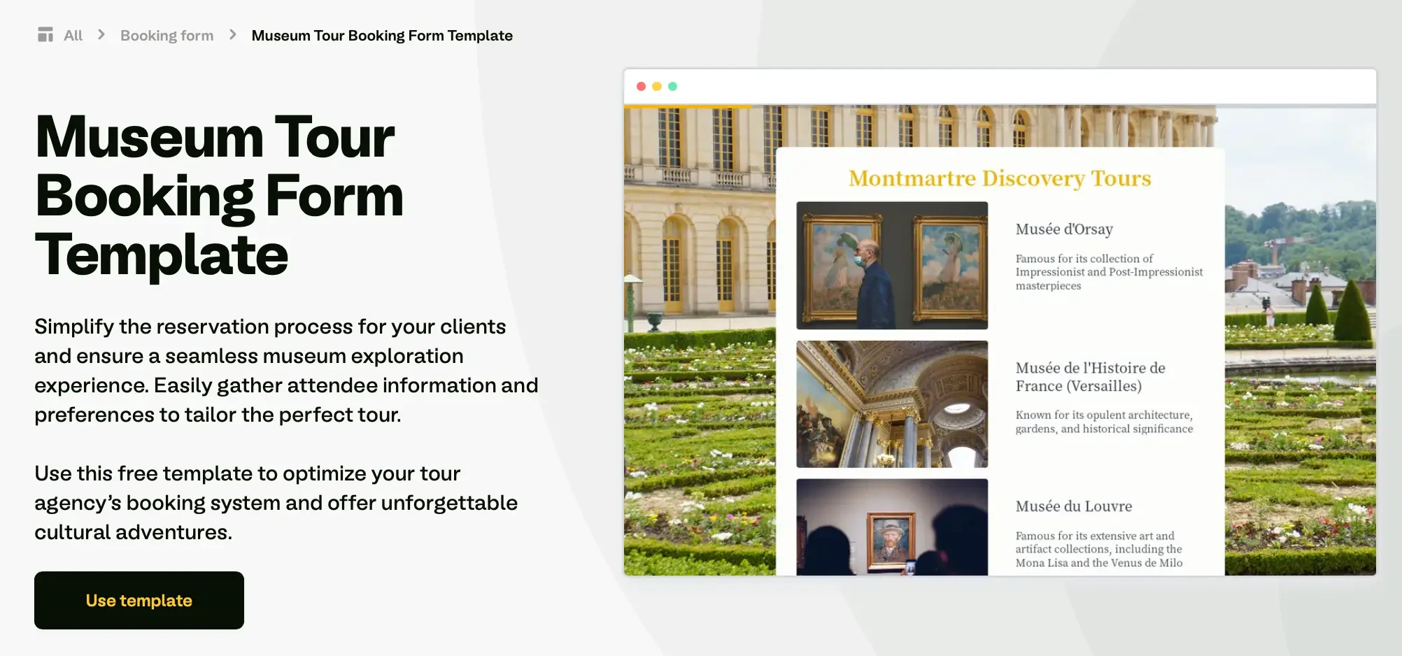 Screenshot of the Form templates page