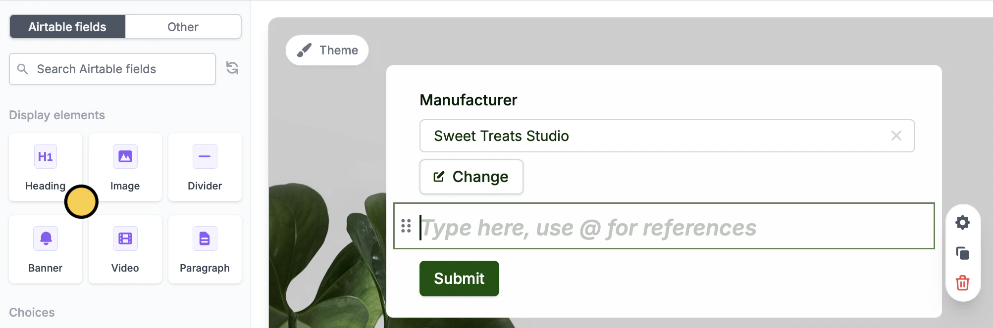 Screenshot of the Fillout form creation page
