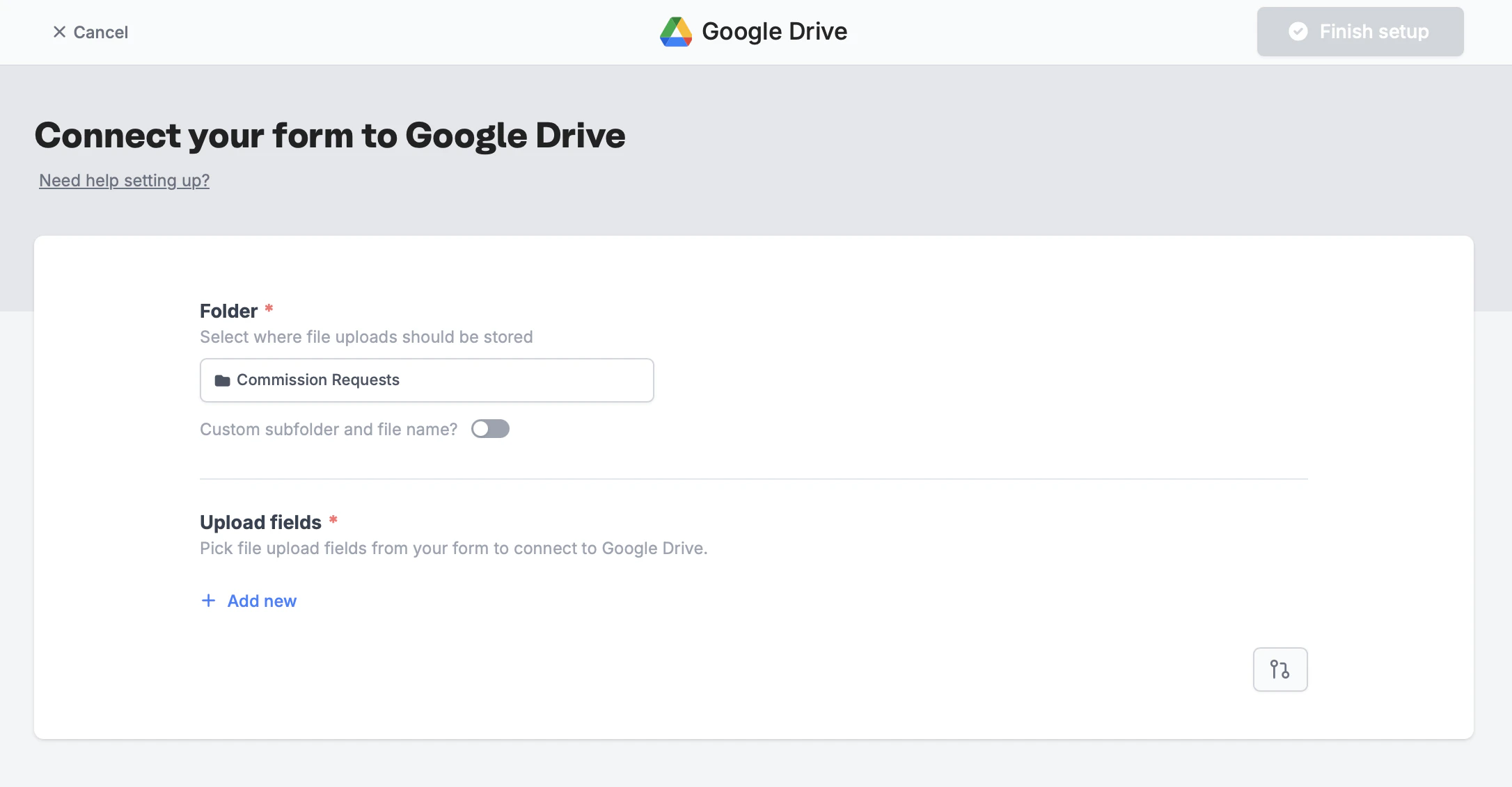 Screenshot of the Fillout form creation page