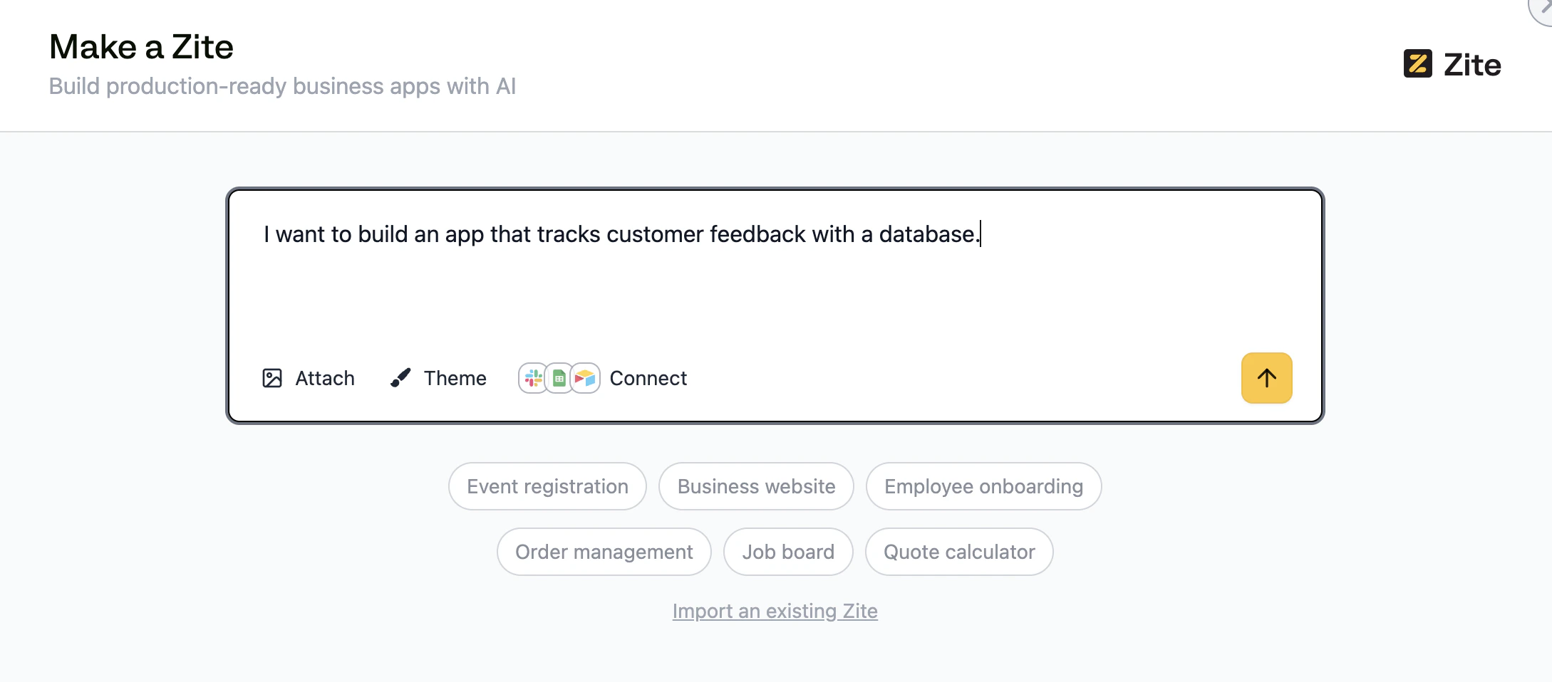 Zite app creation prompt