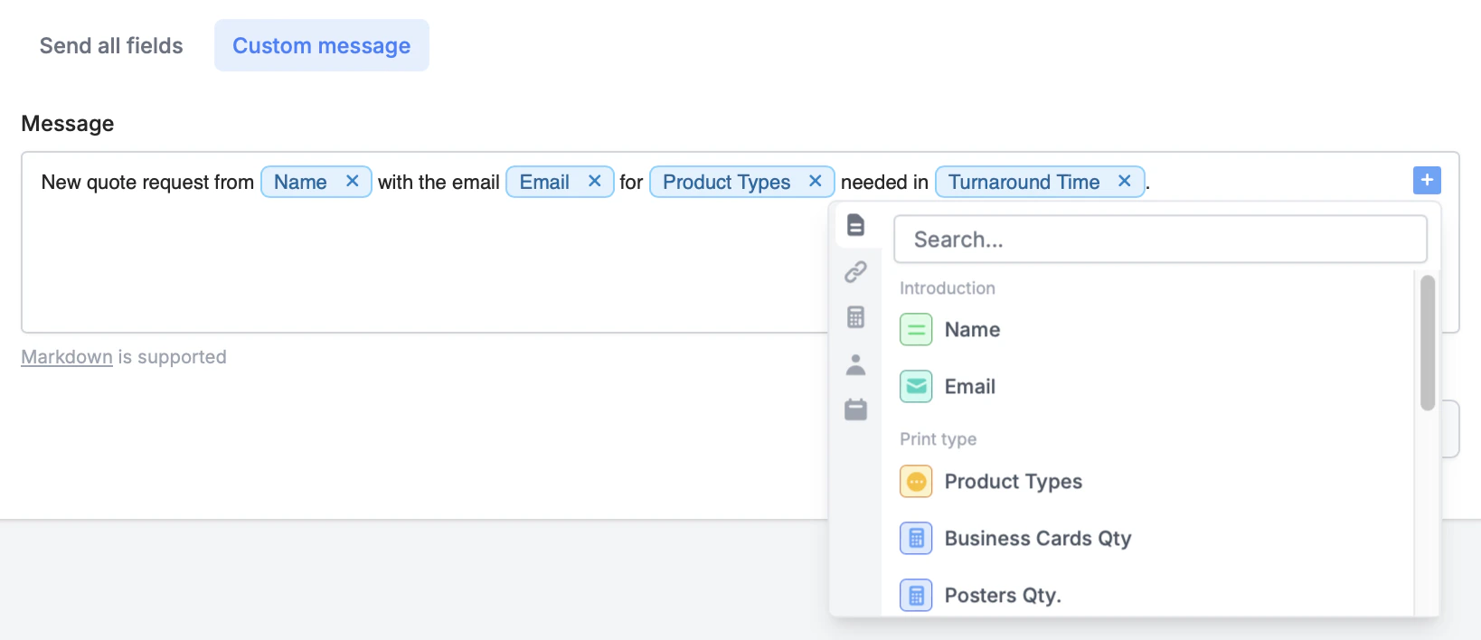 Screenshot of the Integrate page