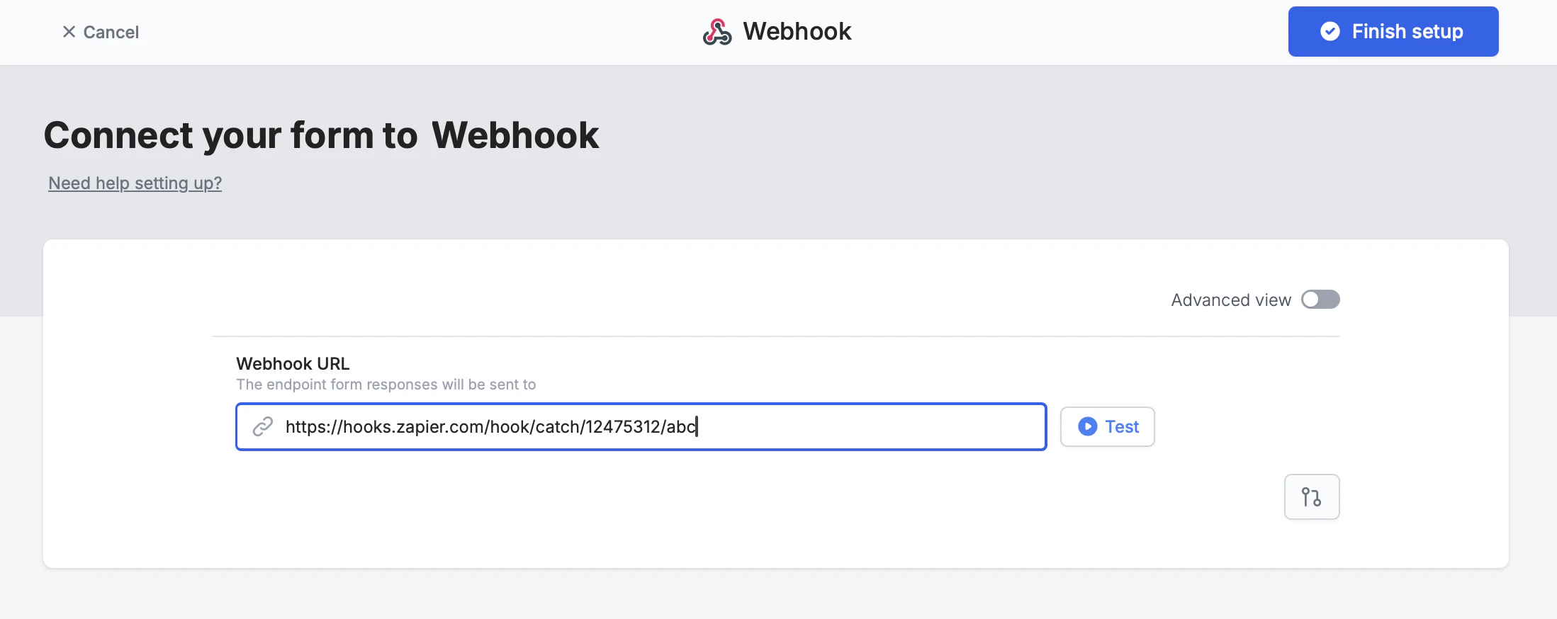 Screenshot of the Fillout form creation page