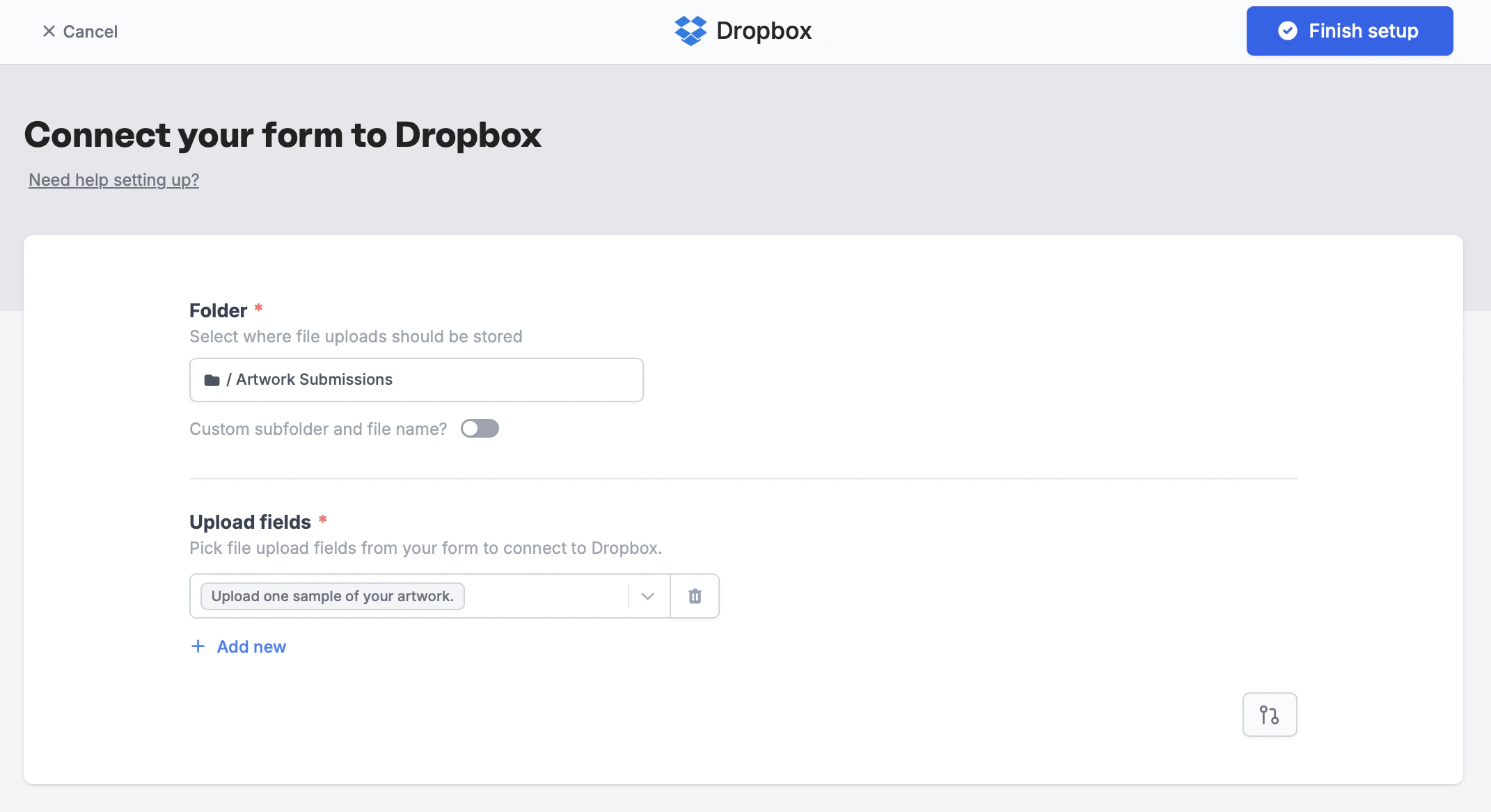 Screenshot of the Fillout form creation page