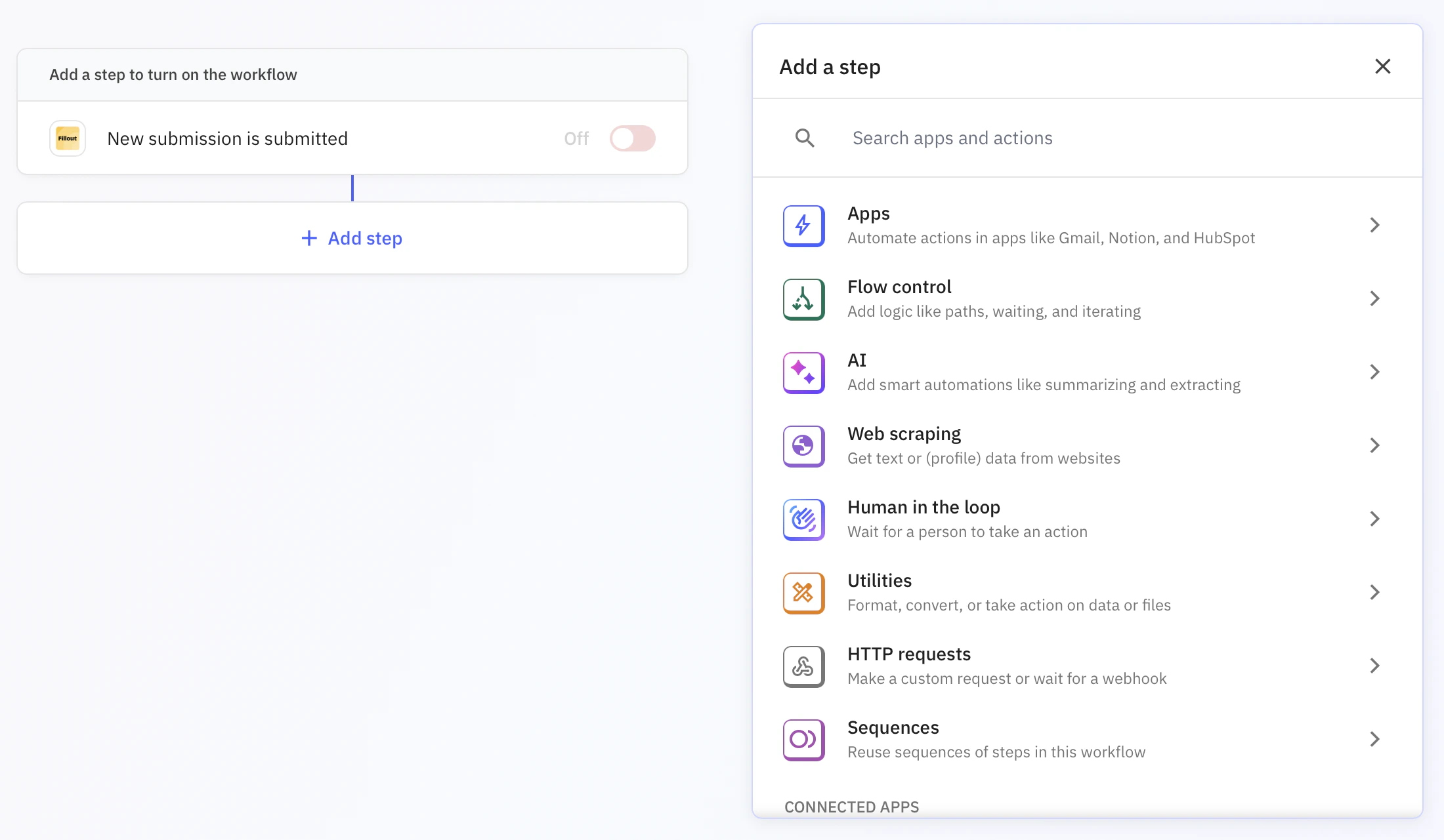 Screenshot of the Integrate tab of a form