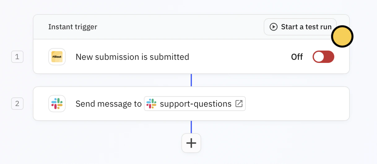 Screenshot of the Integrate tab of a form