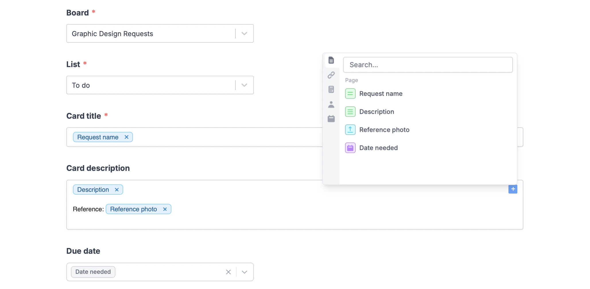 Screenshot of the Integrate tab of a form