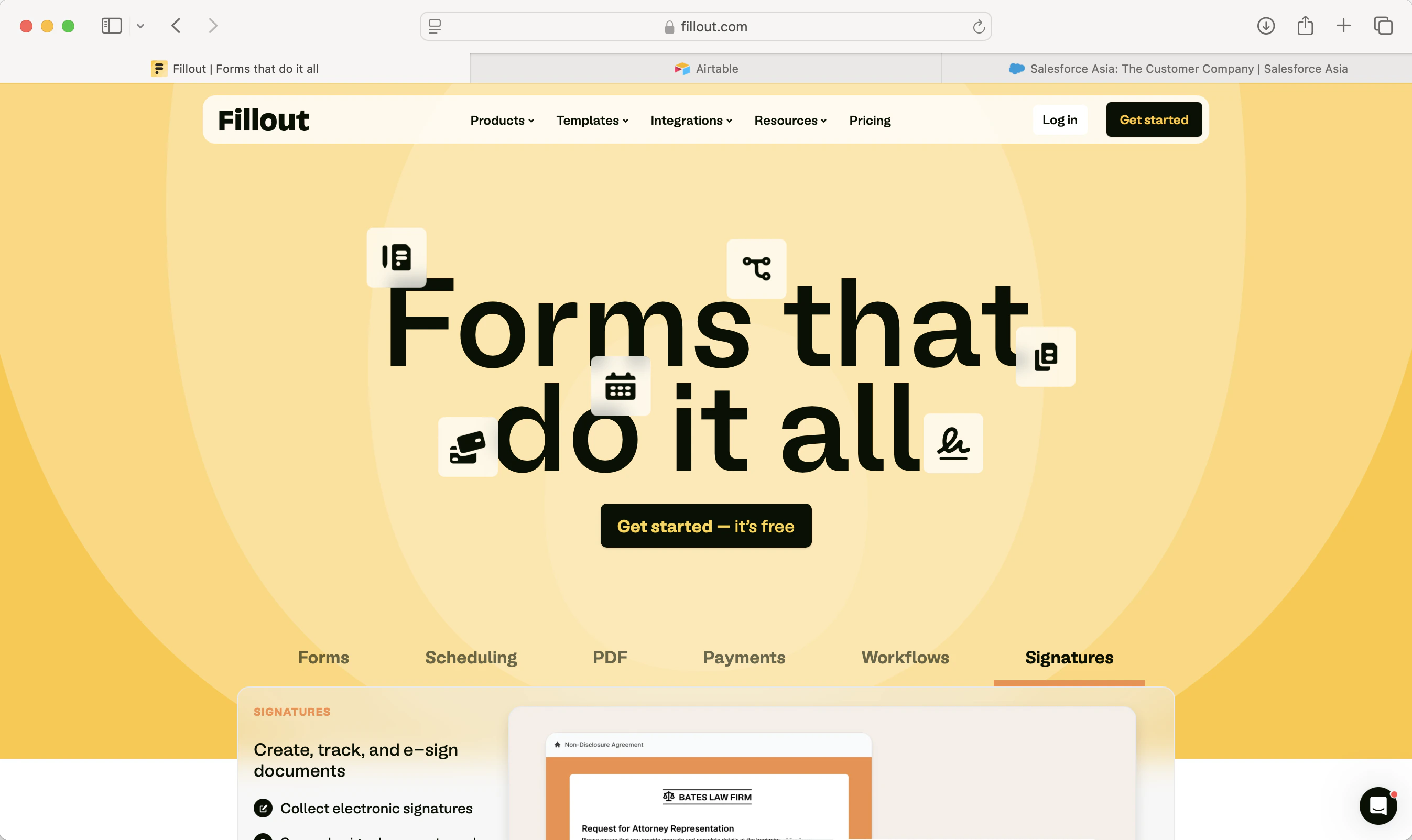 Screenshot of the Settings tab of a form