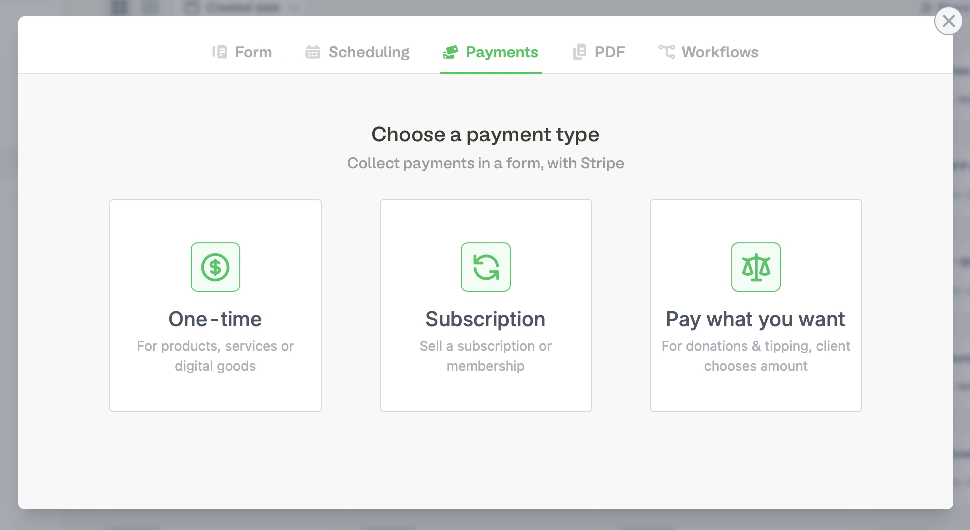 Screenshot of the Fillout page