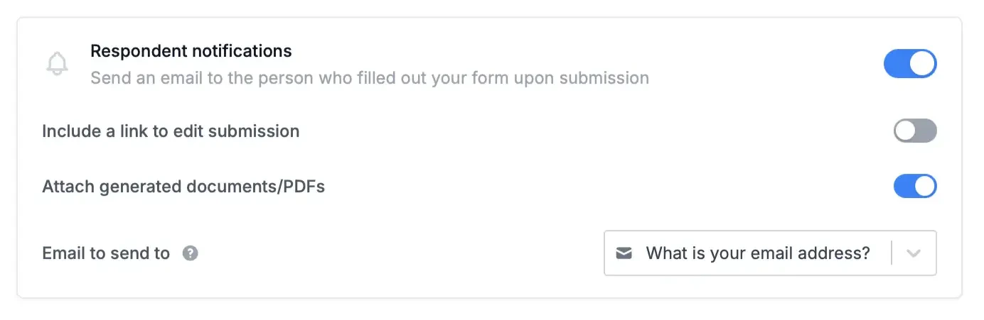 Screenshot of the Integrate tab of a form