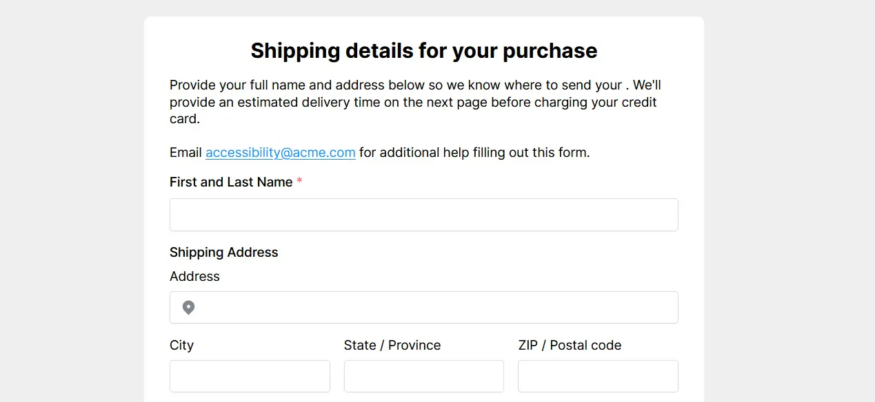 Add a heading to the top of every form page to tell users what questions to expect