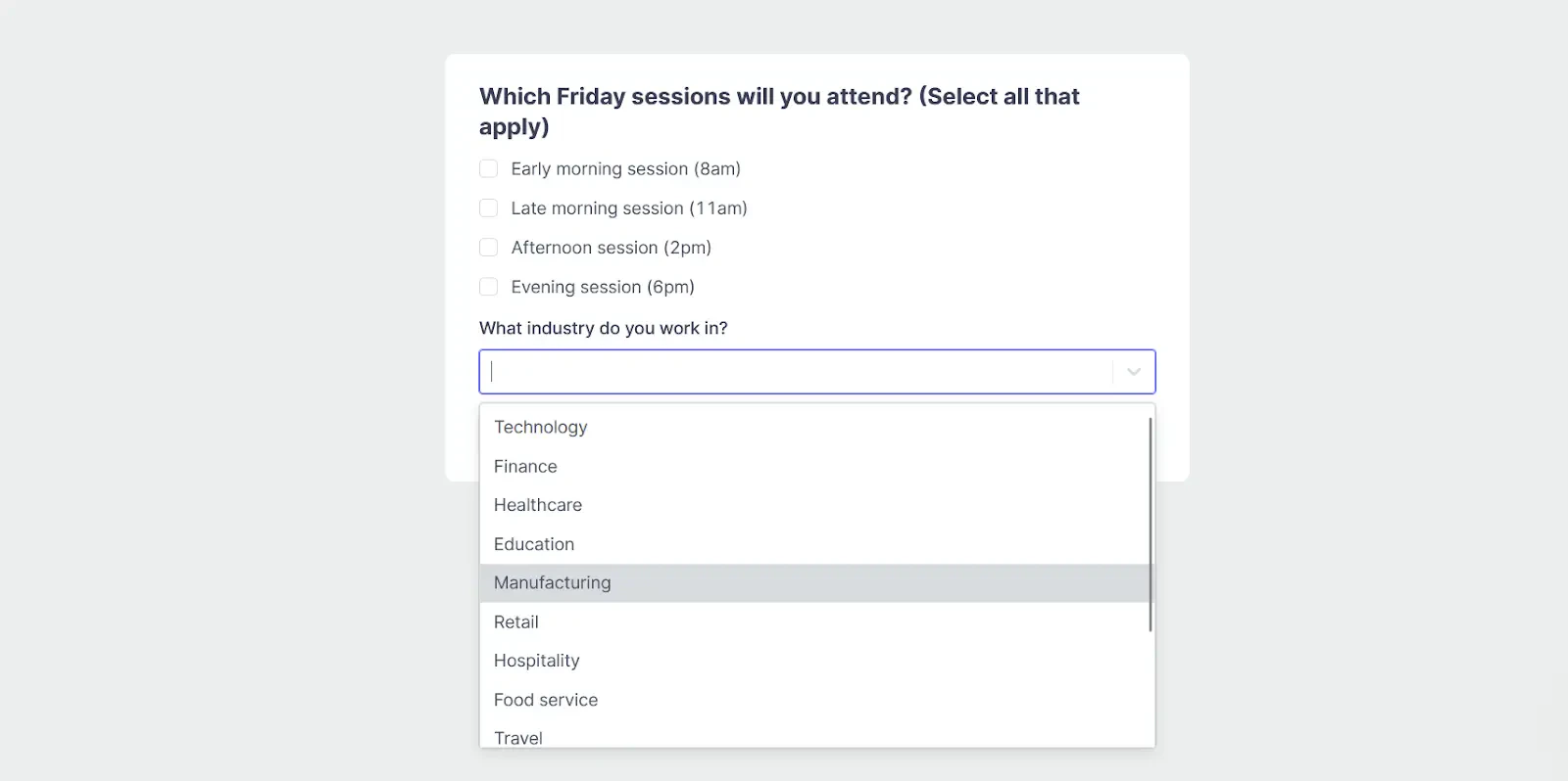 Add a heading to the top of every form page to tell users what questions to expect