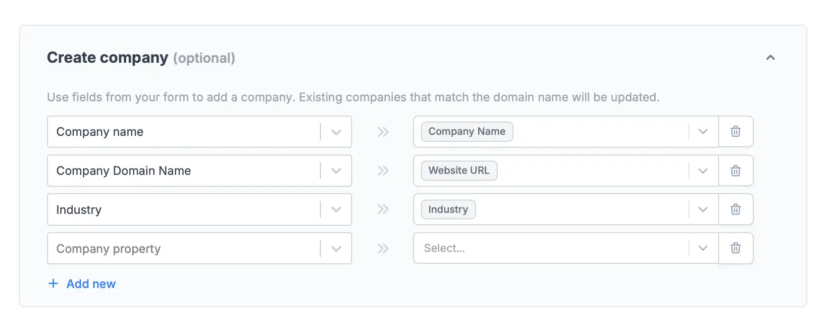 Screenshot of the HubSpot form creation page