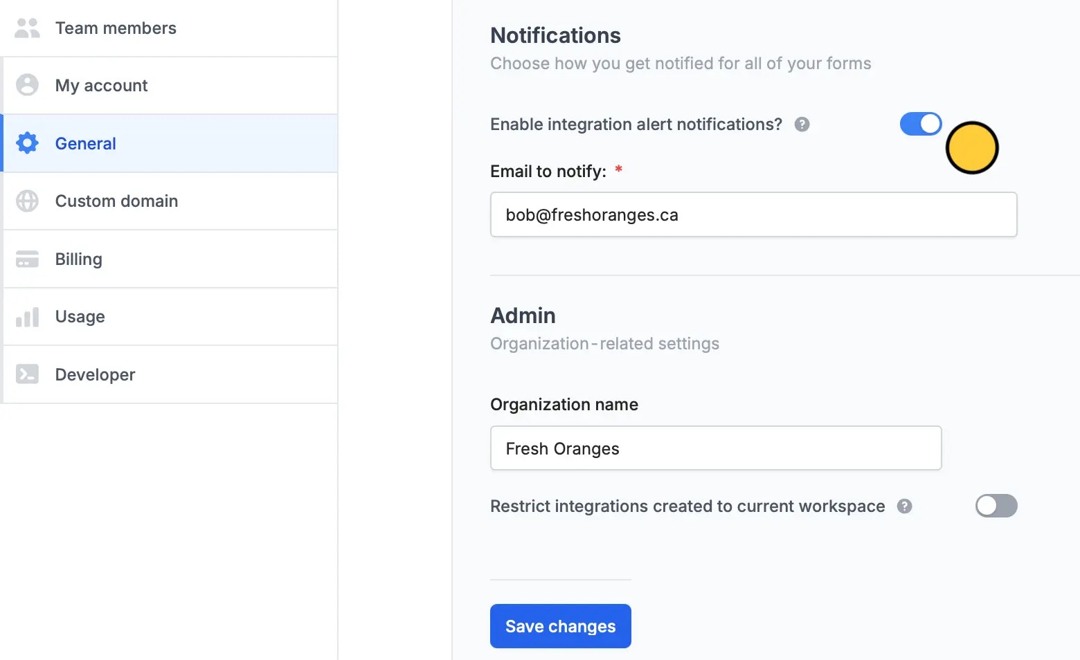 Enable integration error notifications