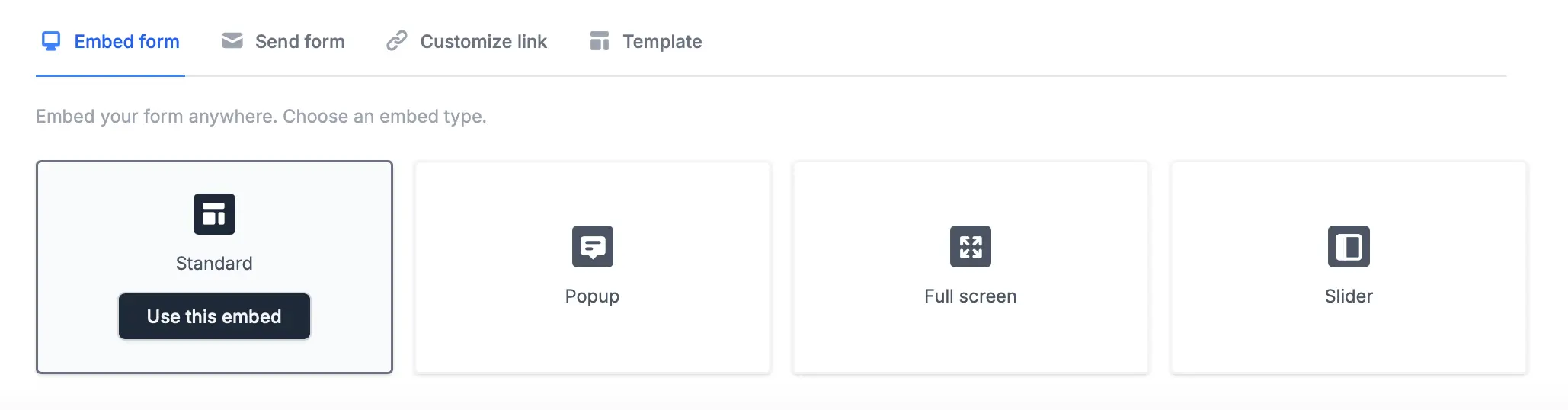 Screenshot of the Share tab of a form