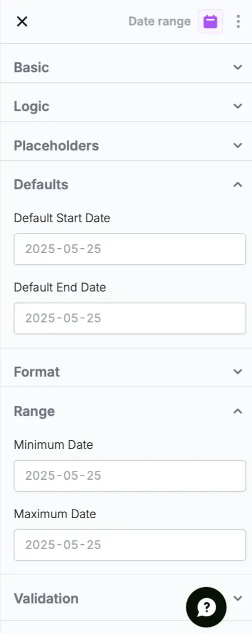 Screenshot of the Form designer tab of a form