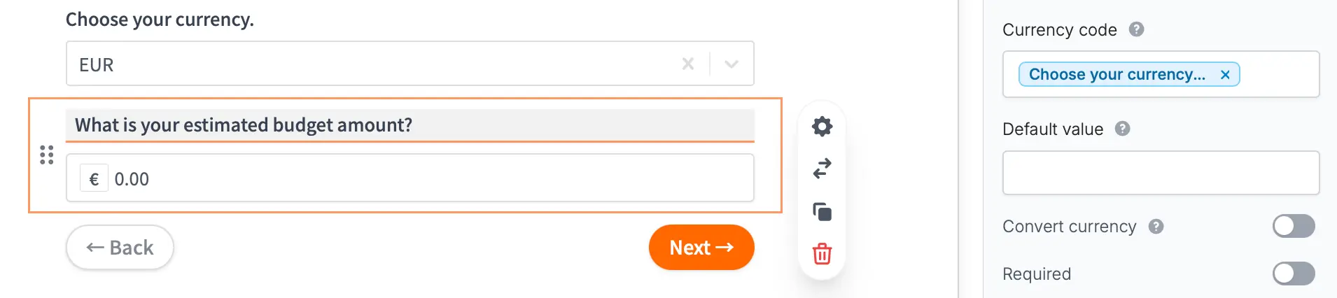 Screenshot of the Form designer tab of a form