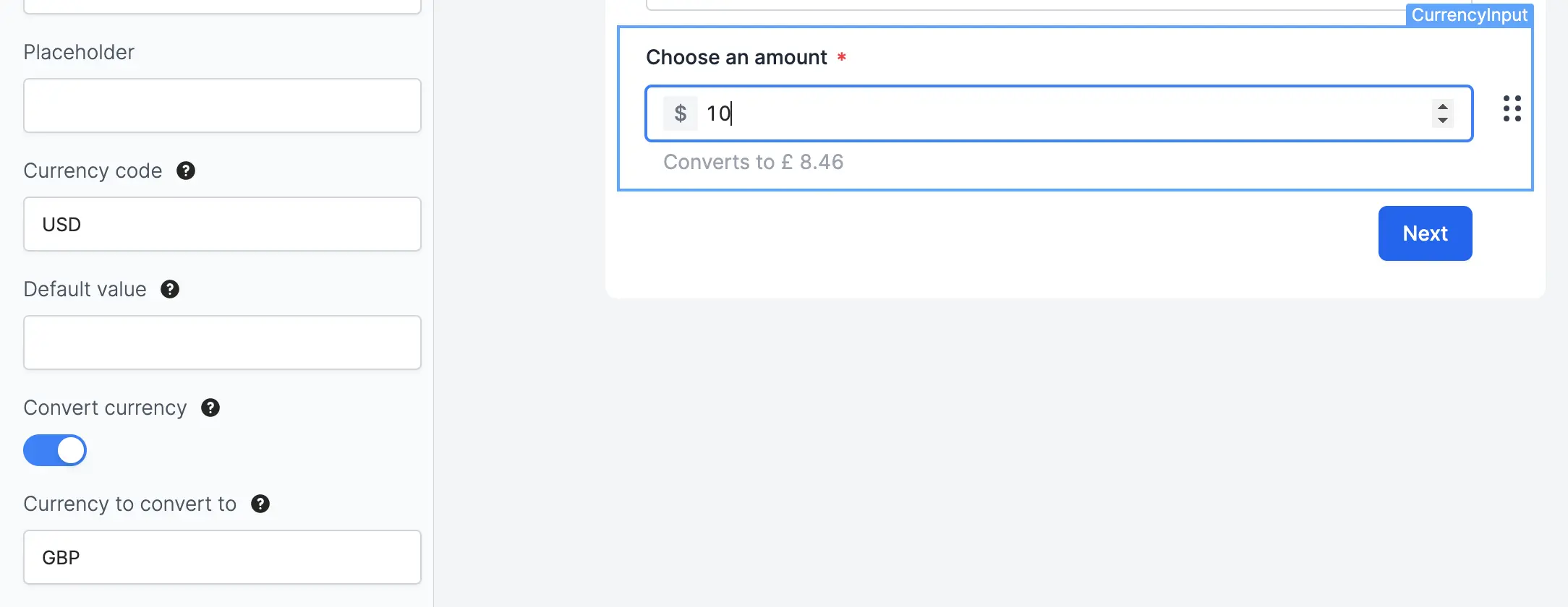 Screenshot of the Form designer tab of a form