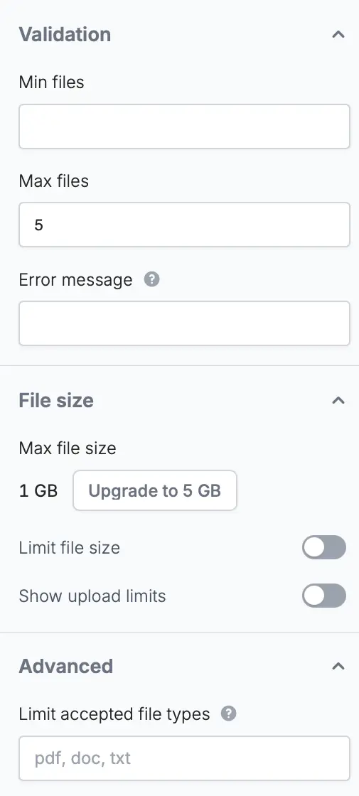 Screenshot of the Form designer tab of a form