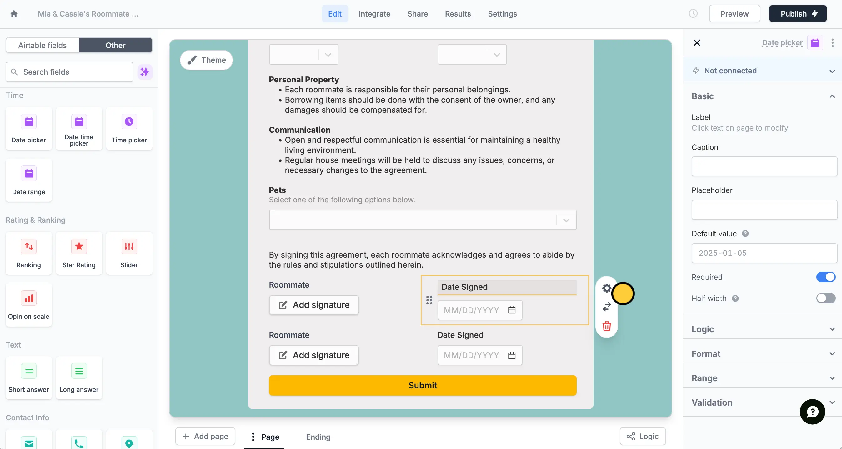 Pre-fill dates in your form
