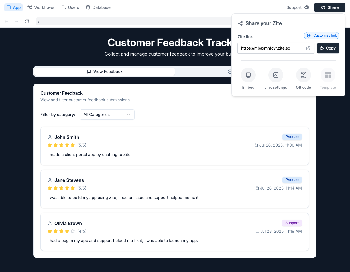 App publishing confirmation