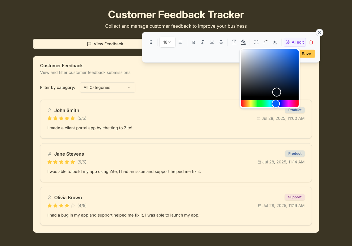 App customization options