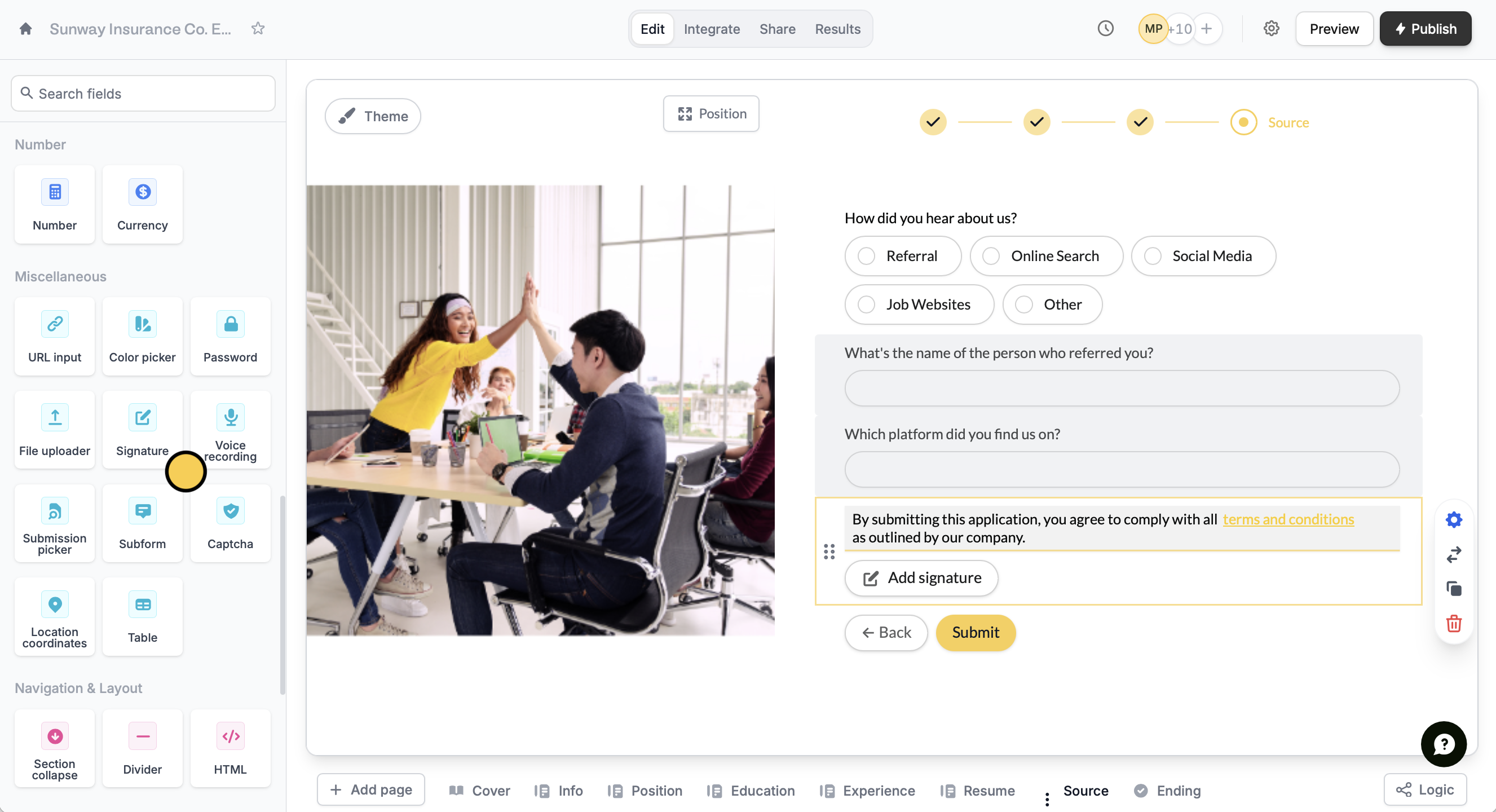 Collect signatures in your forms - Fillout Help Center