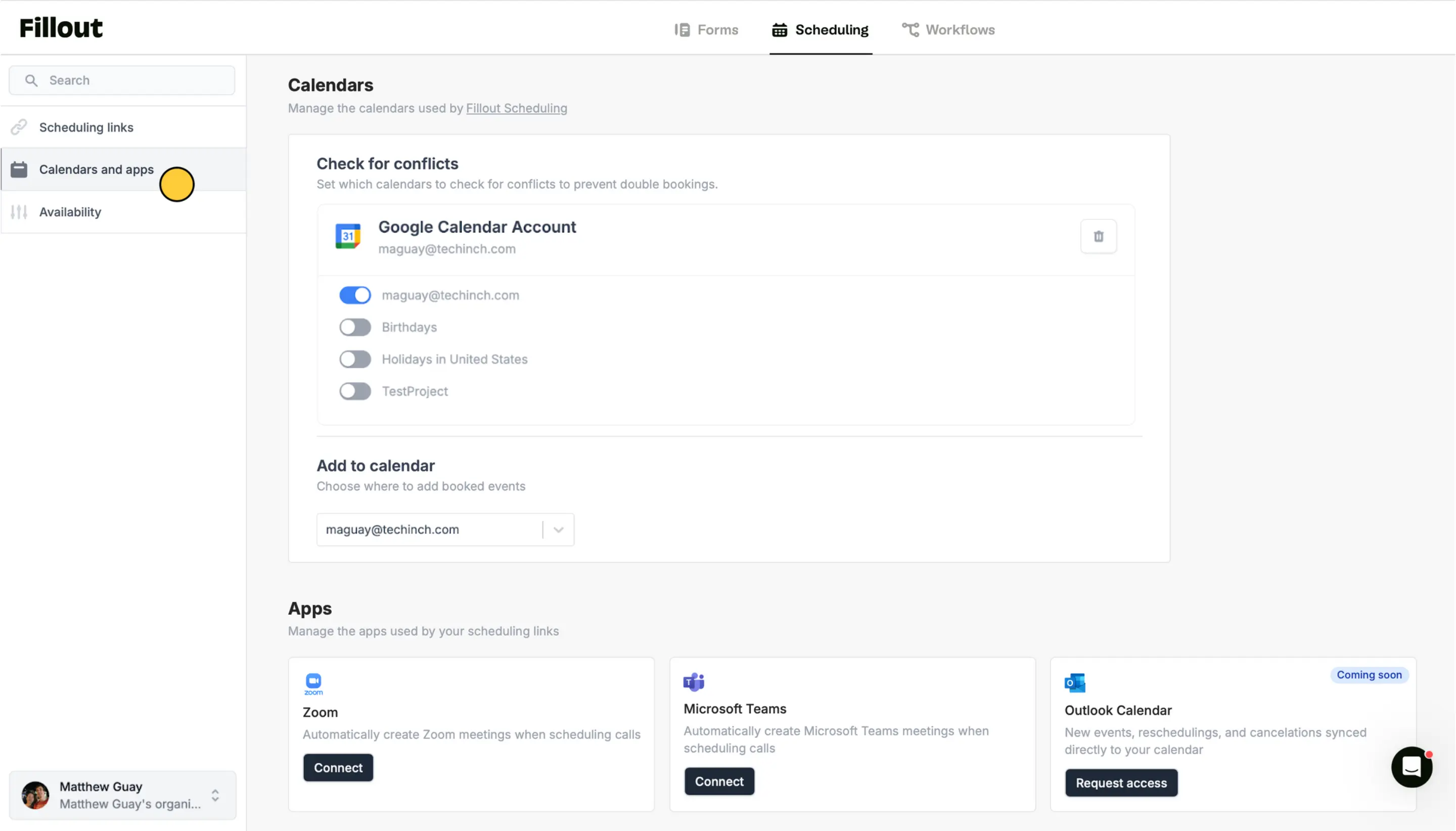 Screenshot of the Scheduling tab of a form