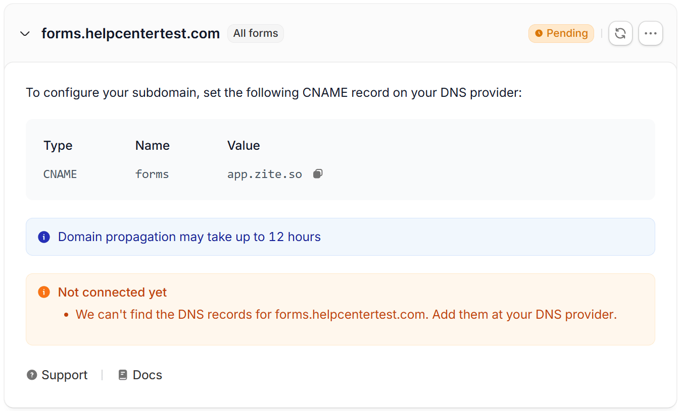 Pending subdomain with its CNAME record and Not connected yet Pending subdomain with its CNAME record and Not connected yet