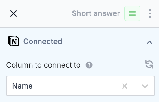 Screenshot of the Notion form creation page