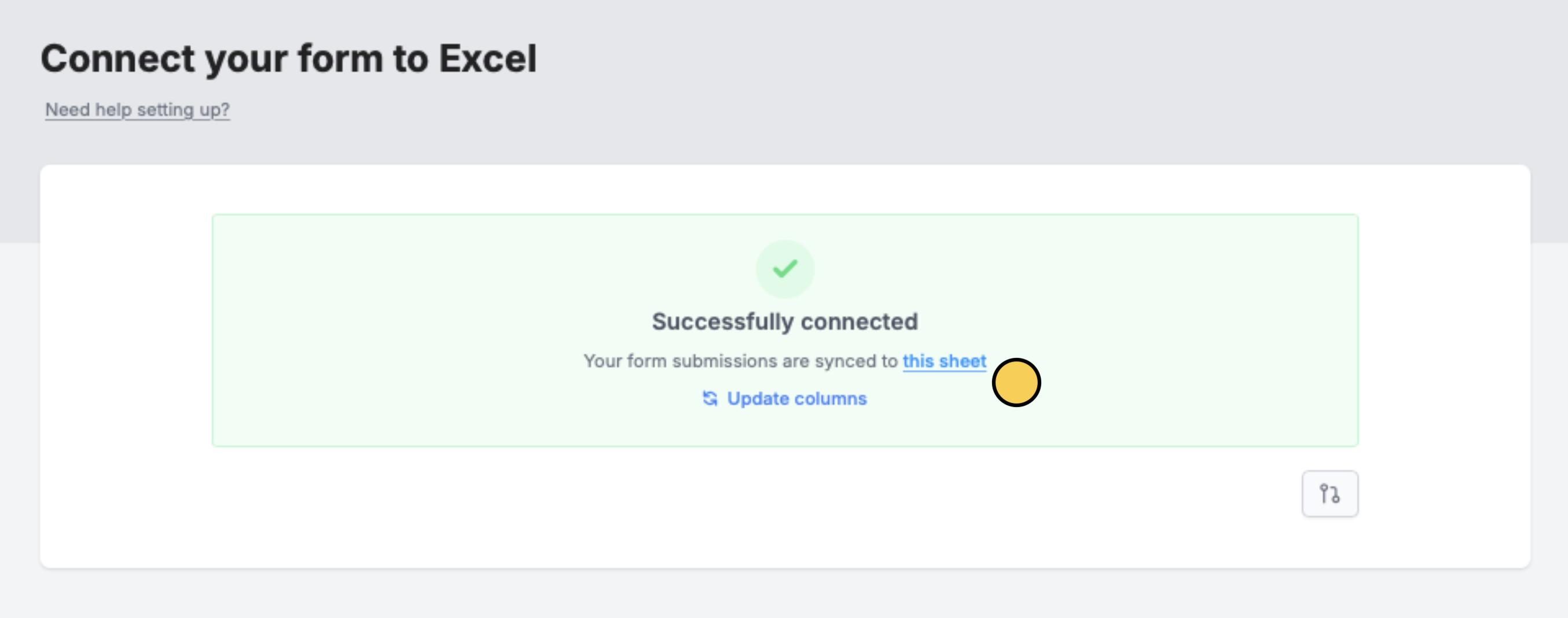 Screenshot of the Integrate tab of a form