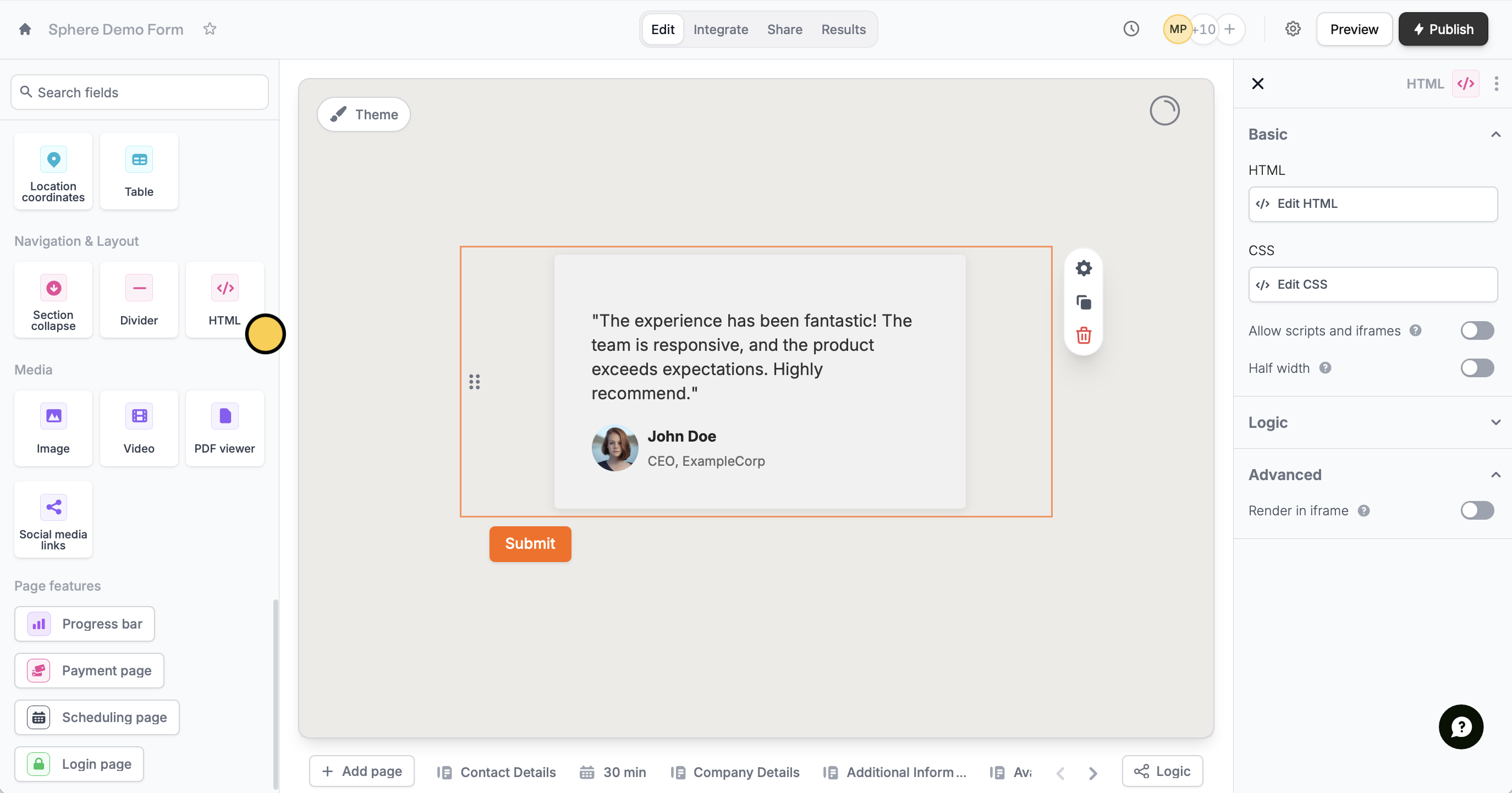 HTML and CSS form fields - Fillout Help Center