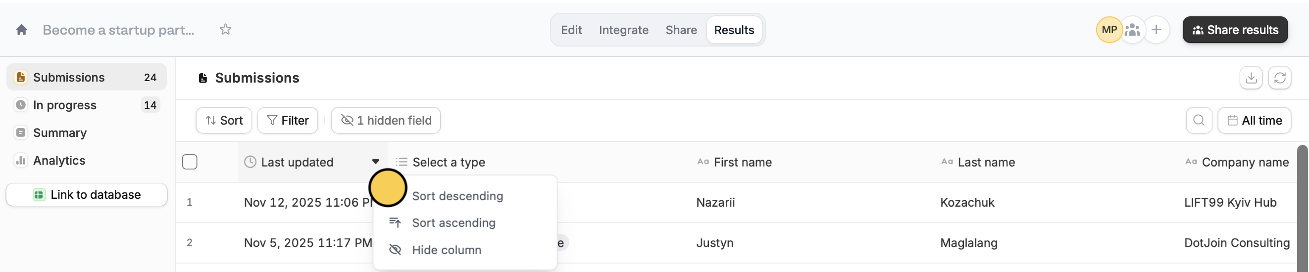 View form responses - Fillout Help Center