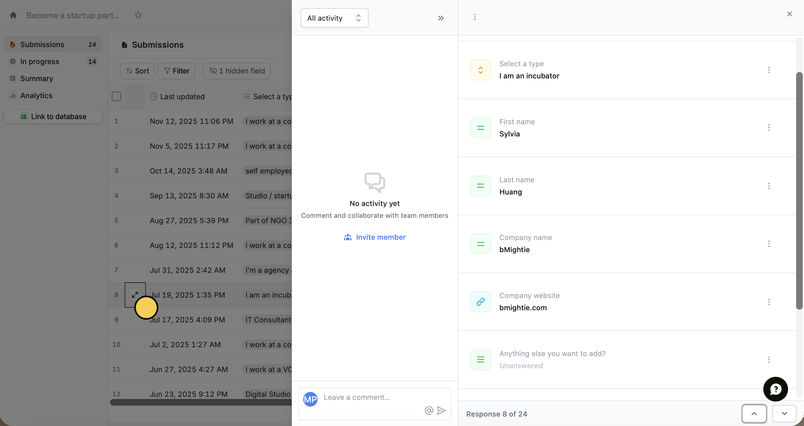 View form responses - Fillout Help Center