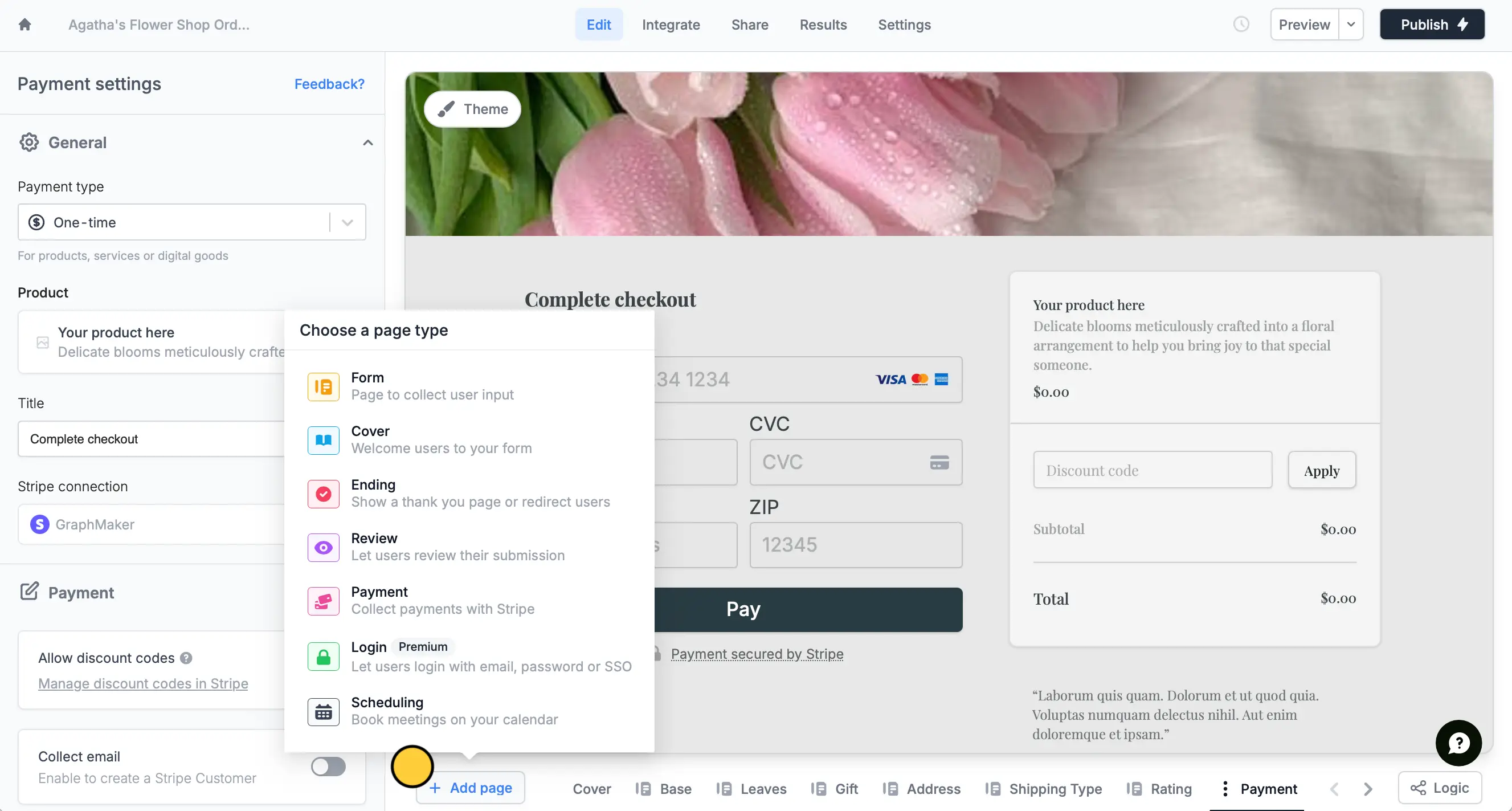 Add a payment page