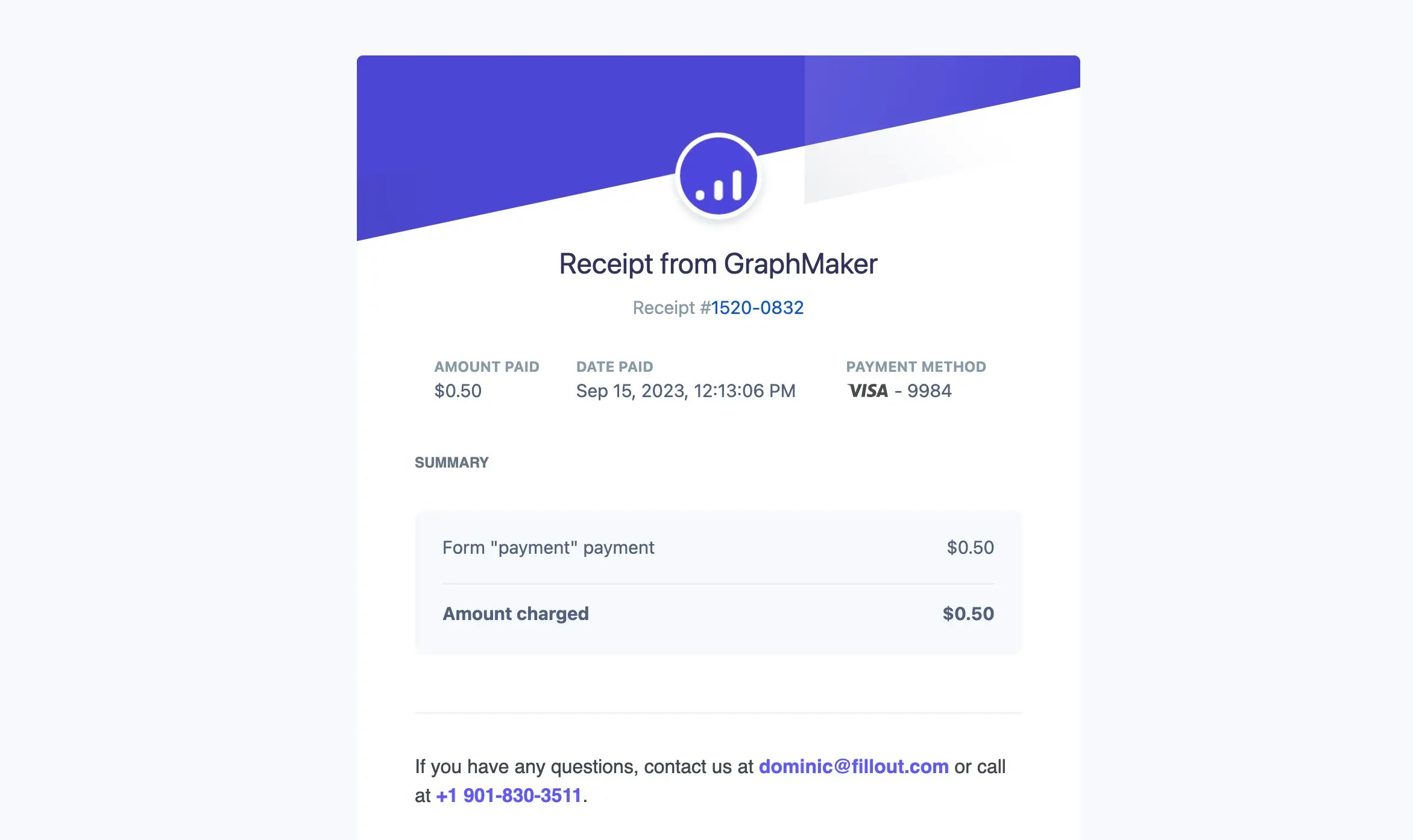 Send a receipt upon successful purchase