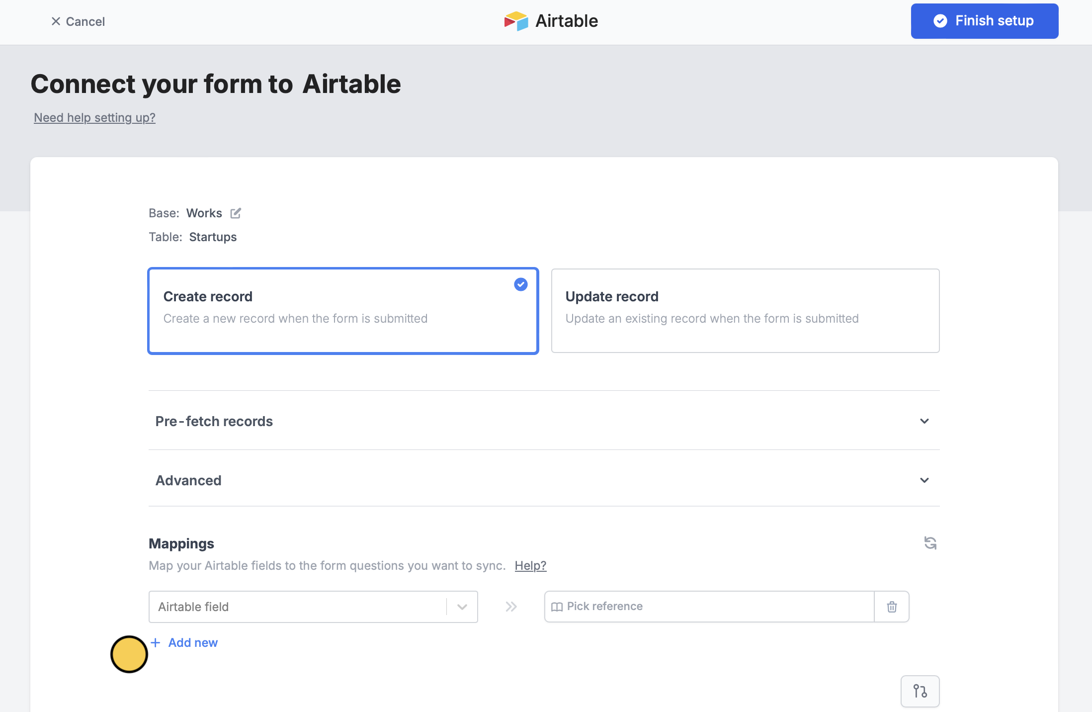 Screenshot of the Fillout page
