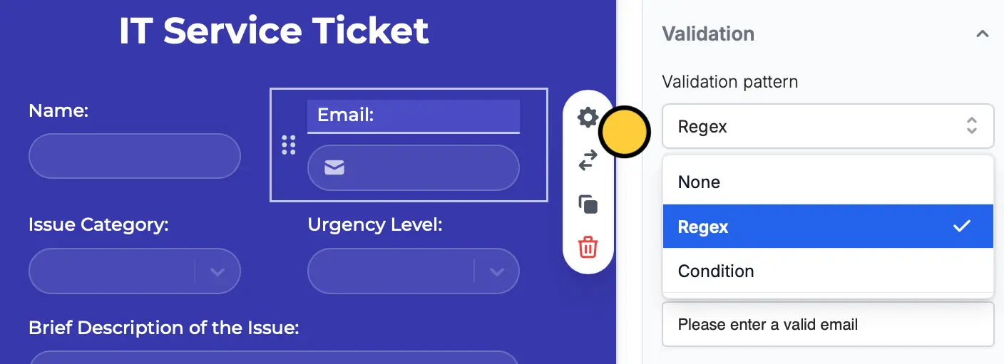 Screenshot of the Form designer tab of a form