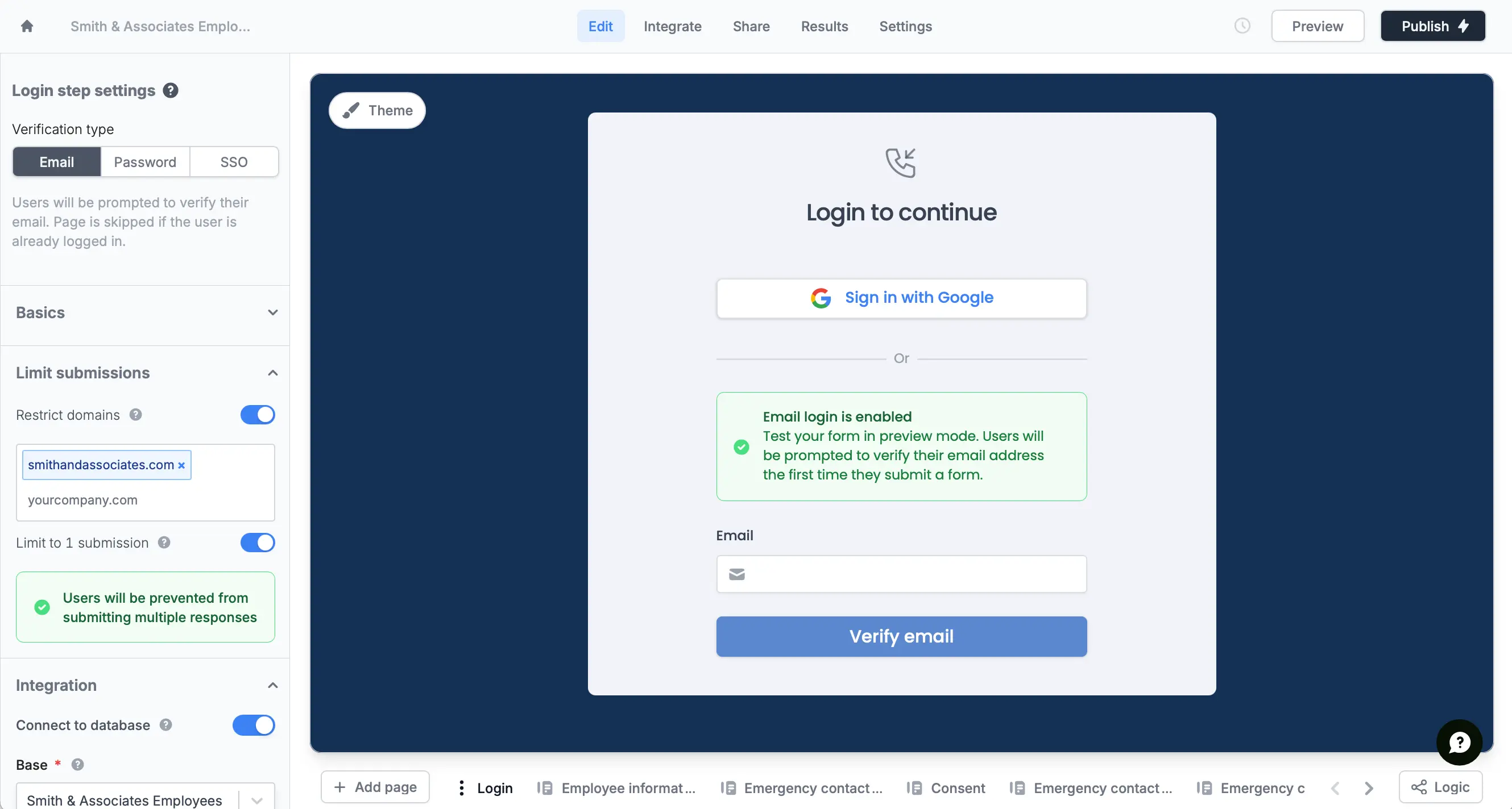 Email login