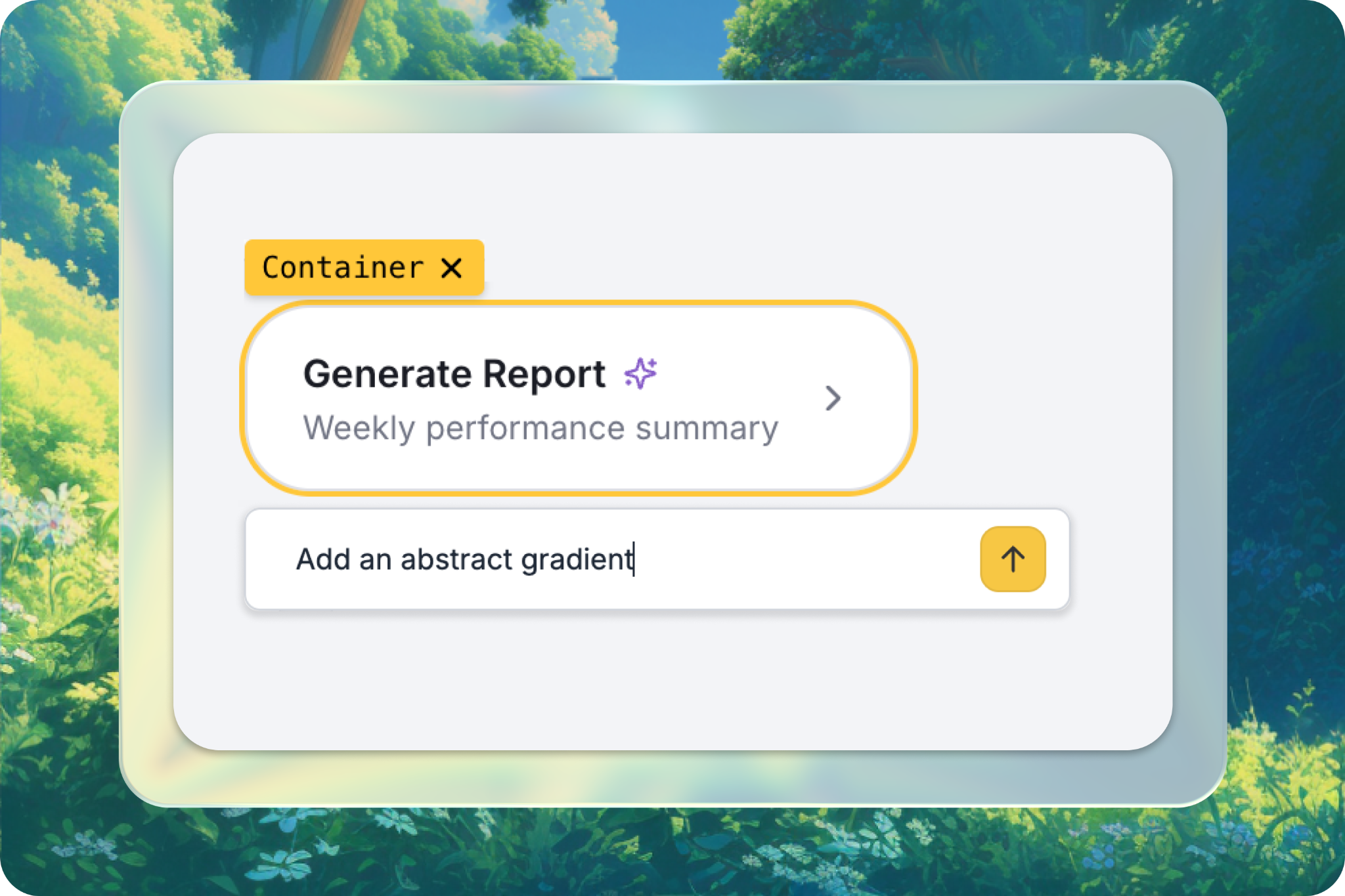 Inline AI edit prompt for a selected element in Zite