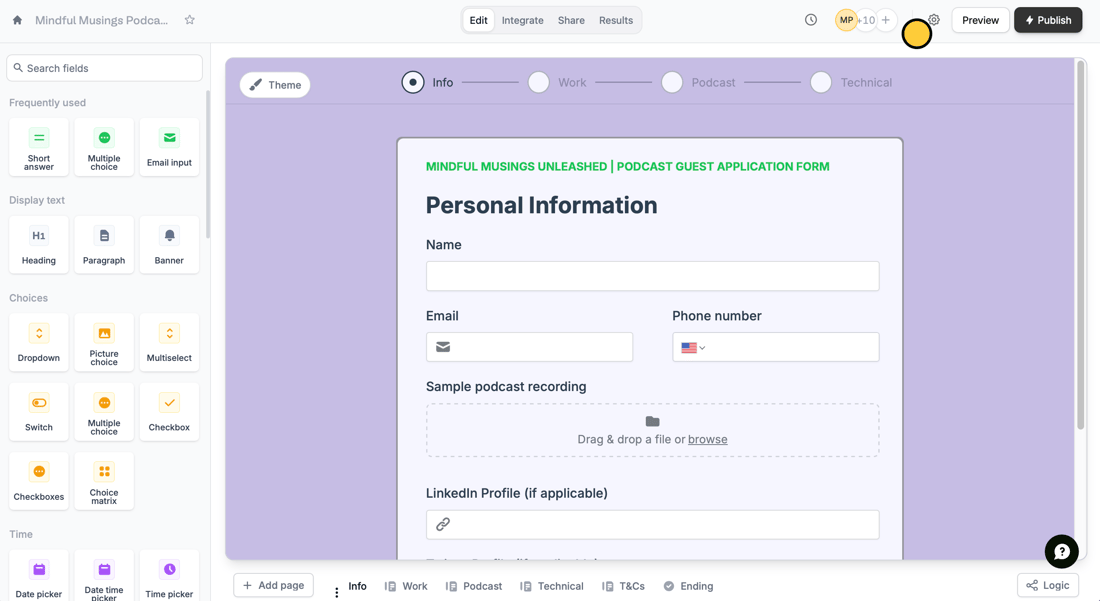 Personal Custom Code Example Custom code - Fillout Help Center