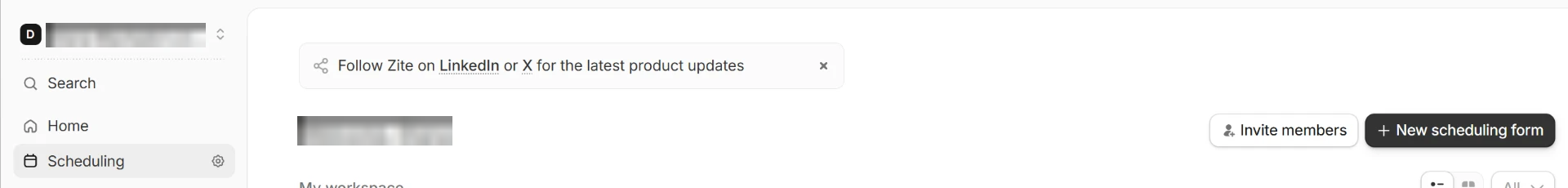 Scheduling in the left sidebar, and the New scheduling form button