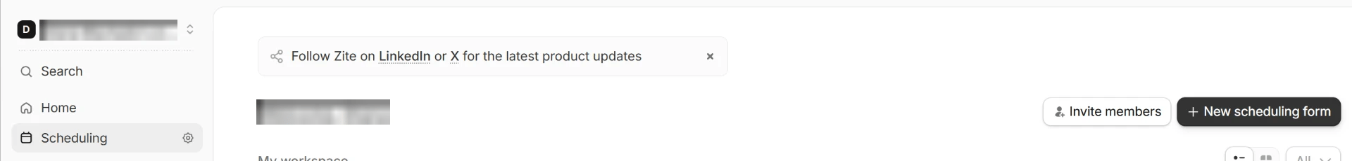 Scheduling in the left sidebar, and the New scheduling form button