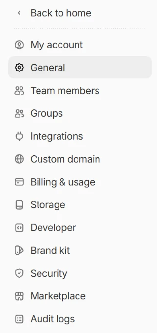 Settings side panel